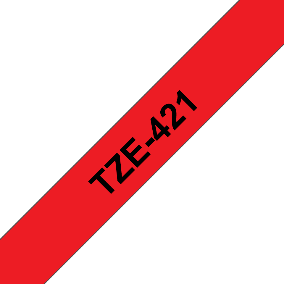 Original Brother TZe421 merketape – sort på rød, 9 mm bred